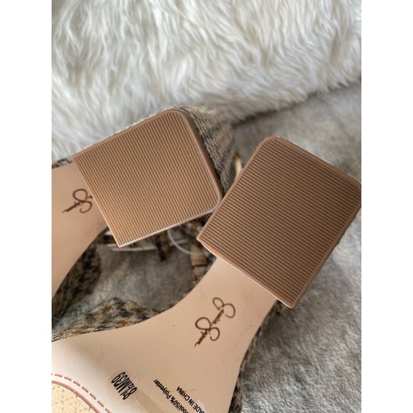 NWT Jessica Simpson Tweed Block Heel Pumps 8.5 Ankle Strap Heels • Square toe - Picture 8 of 10